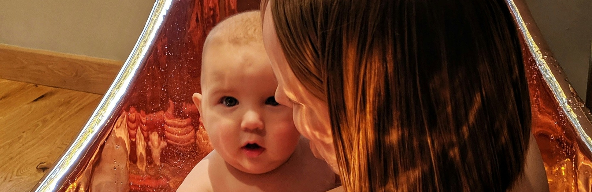 bath, baby, mother in bath with baby, skin-to-skin in bath